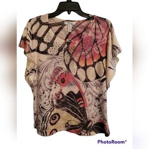 Style & Co. Butterfly Print Top Women's PL